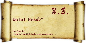 Weibl Bekő névjegykártya
